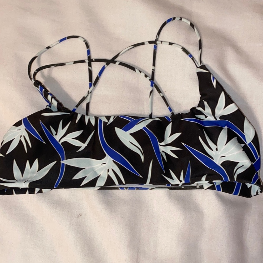 Palm Leaf Mikoh Dark Green and Royal Blue Bikini Top